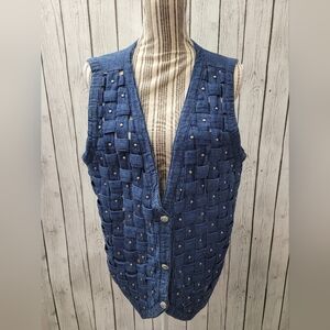 Ellen Richman Woven Denim Vest, Size L